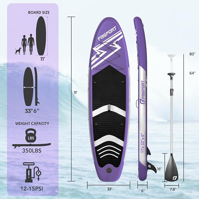 FBSPORT 11' Premium Stand Up Paddle Board, Yoga Board - Image 2