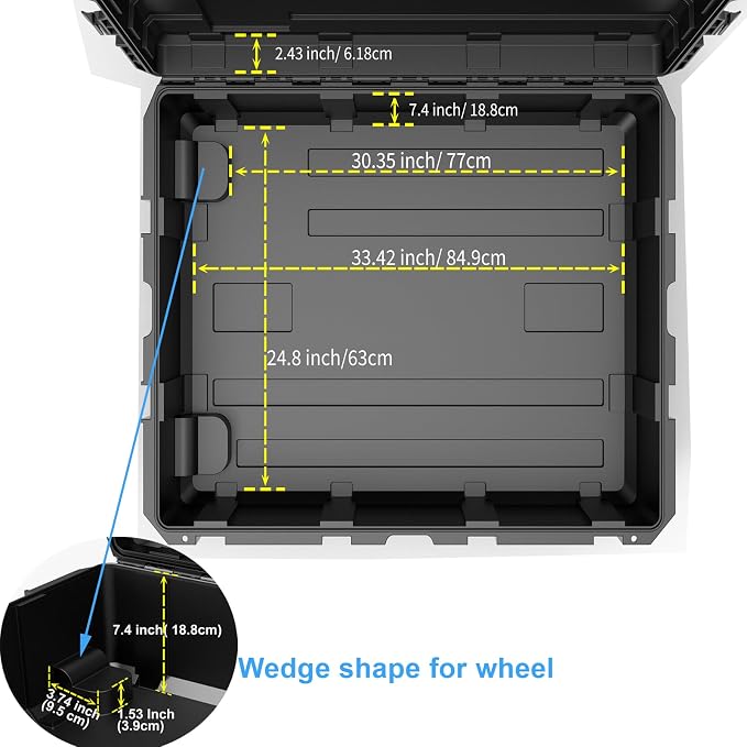 Waterproof Hard Case, 38.5x 29.5 x 11 Inch Rolling Hard Case, Equipment Roller - Image 2