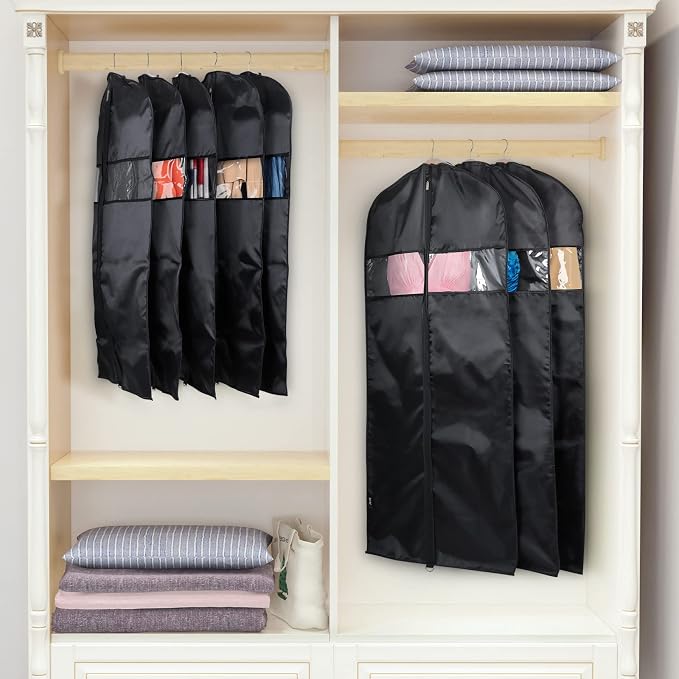 Univivi 8 Pack Suit Bags 43" Waterproof Black Garment Bag, Coat Covers from Dust - Image 7