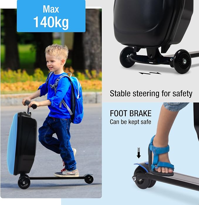 20" Scooter Suitcase for Kids, 2-in-1 Ride On Luggage - Image 3