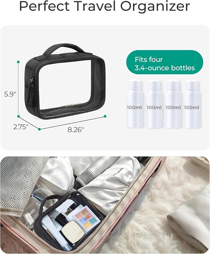 BAGSMART Clear TSA-Approved Toiletry Bag, Large Opening Quart Sized Makeup Bag - Image 3