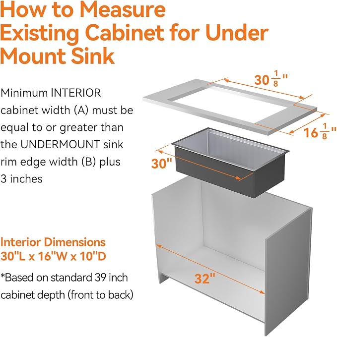 32 Inch Workstation Kitchen Sink, TECASA Undermount Deep Single Bowl, Stainless - Image 4