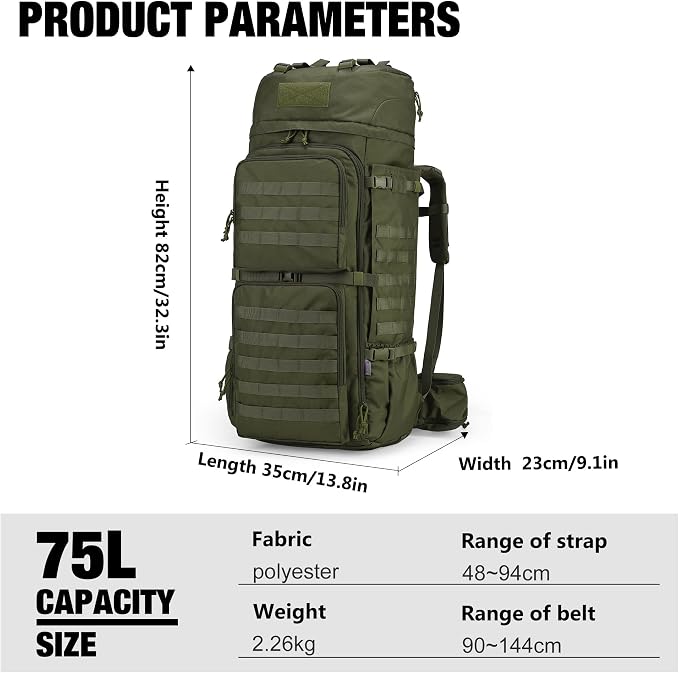 Mardingtop 75L Molle Hiking Internal Frame Backpacks - Image 2