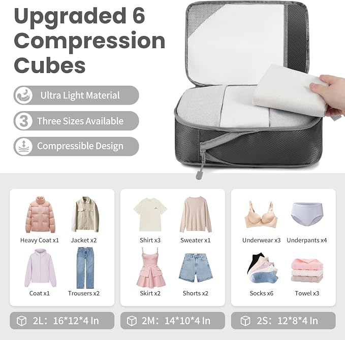 8 Set/6 Set/4 Set Compression Packing Cubes - Image 2