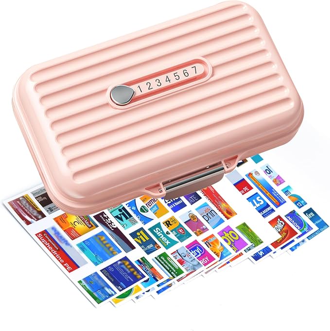 Travel Pill Organizer Box with Medicine Labels, 7 Compartments Portable Pill by Goffing
