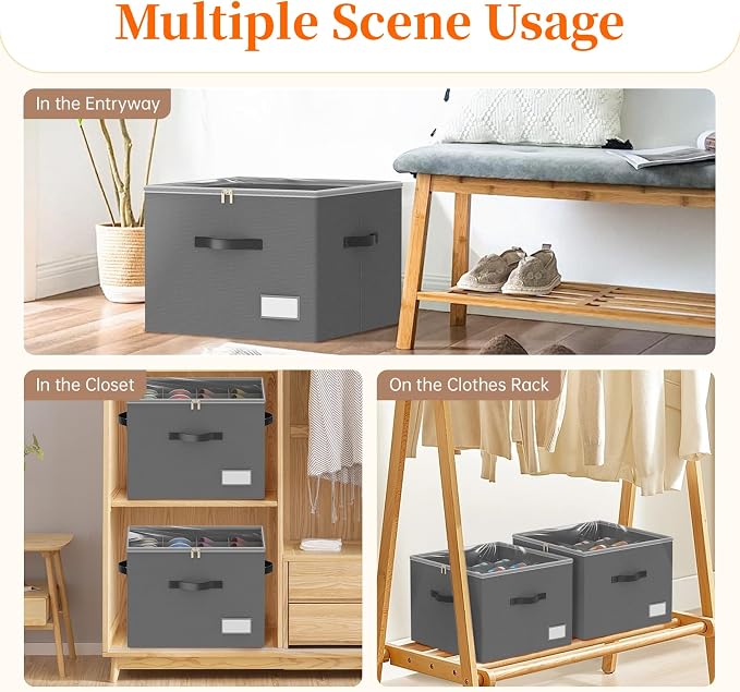 Shoe Organizer for Closet, 2 Pack Foldable Shoe Storage Containers, Fits up - Image 3