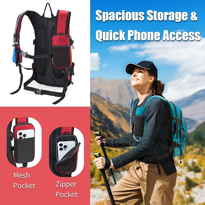 Hydration Backpack Pack with 2L Water Bladder 18L Hiking Backpack Women Men - Image 4