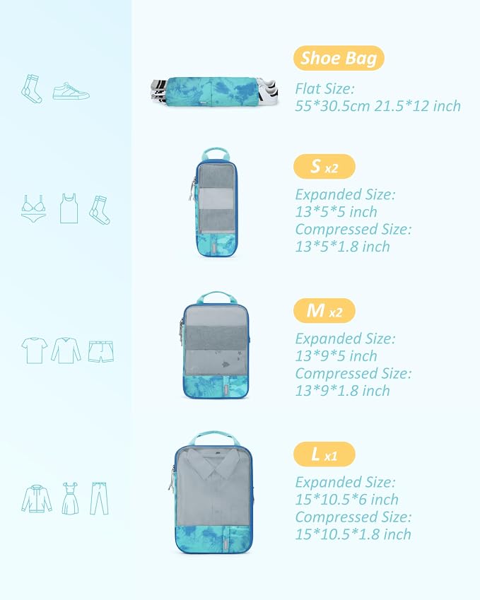 BAGSMART 6 Set Compression Packing Cubes - Image 3