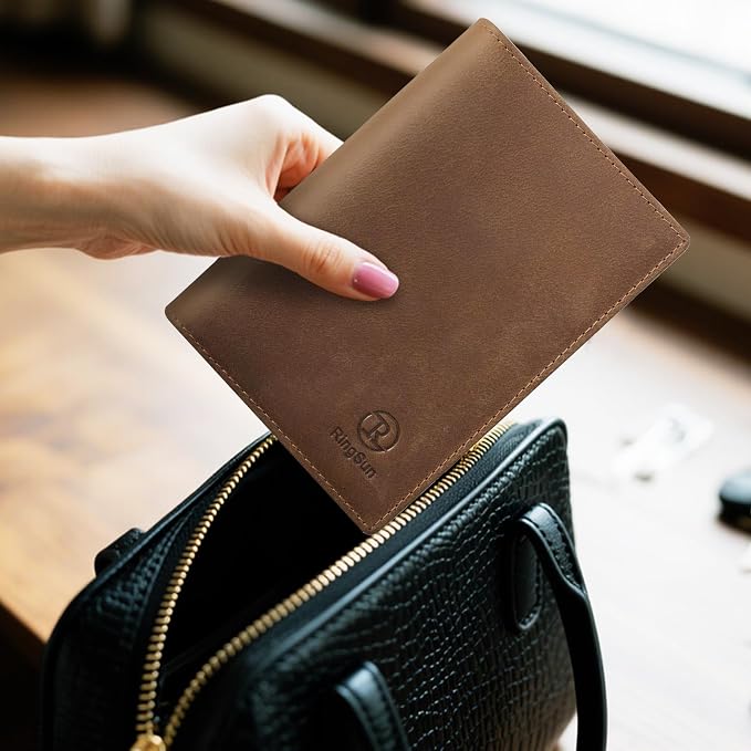 Ringsun Leather Passport Cover for Men Women, RFID Passport Wallet Case Travel - Image 7