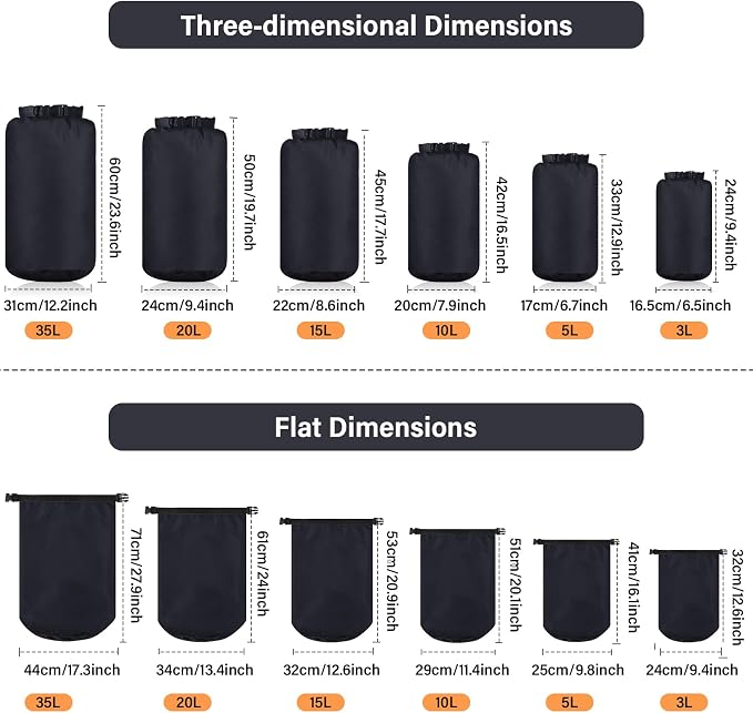 6 Pcs Waterproof Dry Bag Sack Lightweight Outdoor Dry Bags 35 L, 20 L, 15 L - Image 2