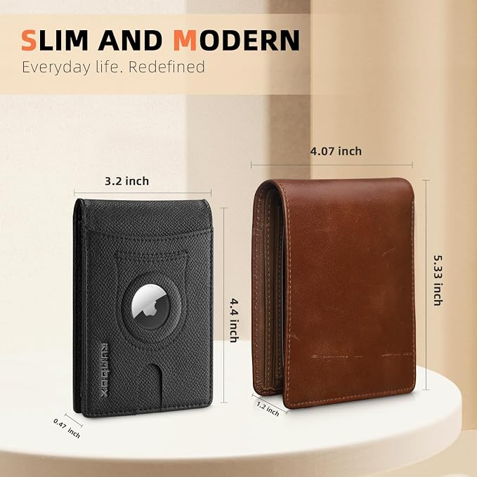 RUNBOX AirTag-Wallet-Mens-Slim-RFID Blocking Wallets Leather - Image 4
