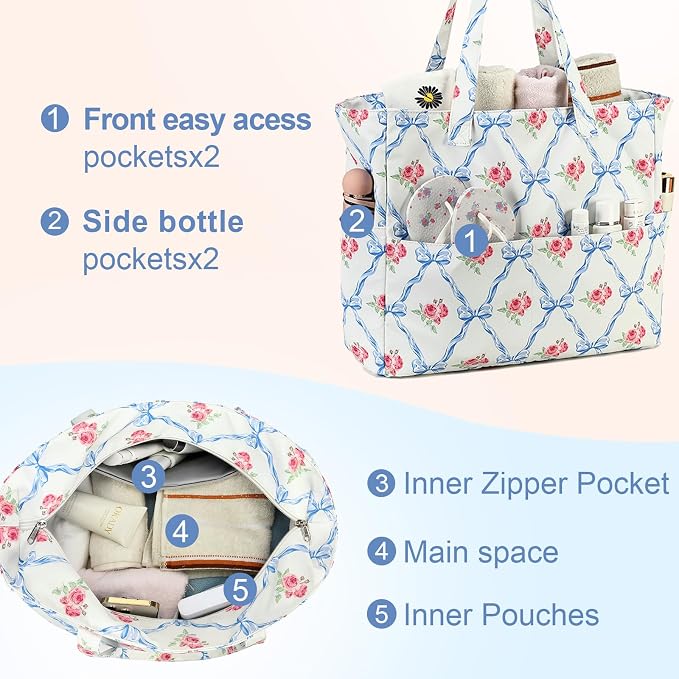 LEDAOU Beach Bag Waterproof Sandproof Women Tote Bag Pool Bag - Image 7
