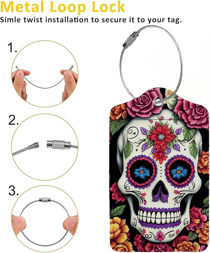 Skull Flower Diamond Art Luggage Tags - Image 3