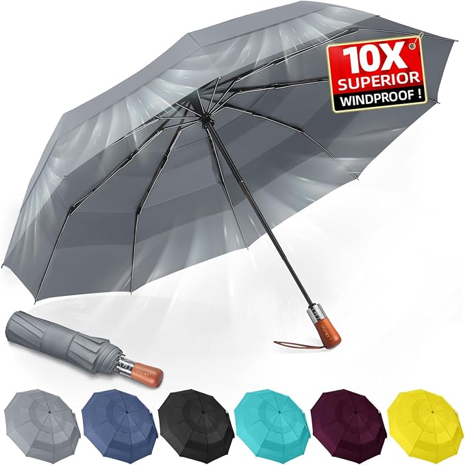 3T Wind Armor Travel Umbrella Compact Easy Auto Open Close Folding Umbrellas - Image 9