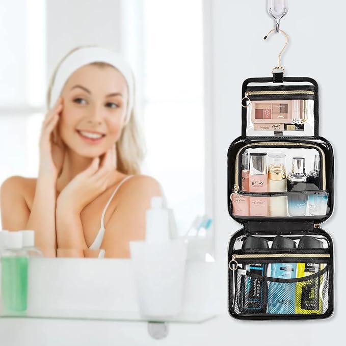 CUBETASTIC Clear Toiletry Bag, Transparent Travel Makeup Bag Small Hanging - Image 4