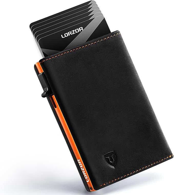 LORZOR Wallet for Men with Metal Card Holder, Pop Up Wallet, Finest Full Grain by LORZOR