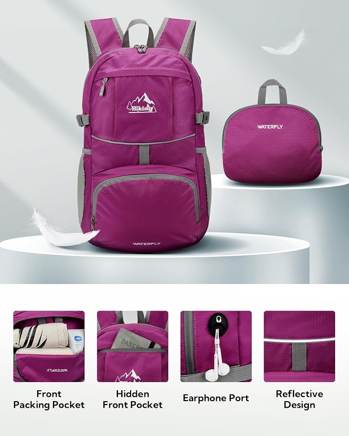 WATERFLY Hiking Foldable Daypack Backpack: 25L Ultra Lightweight Packable - Image 3