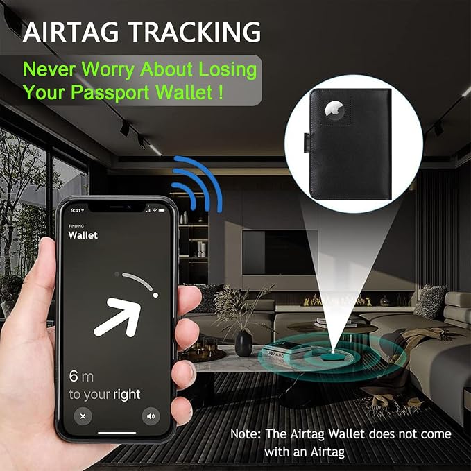 Airtag Passport Holder Cover Wallet RFID Blocking Leather Case Travel - Image 5