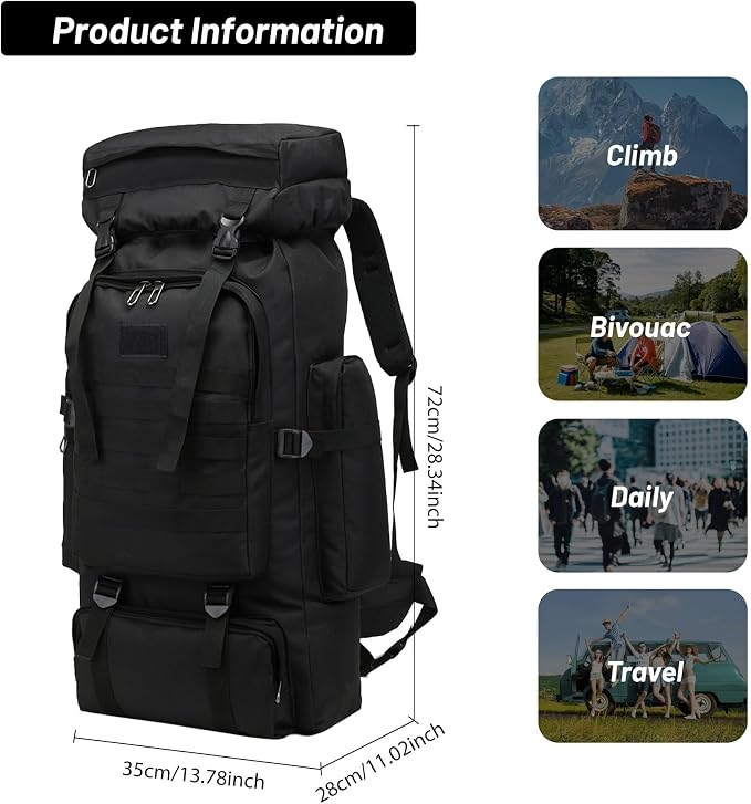 80L 2Pcs Hiking Backpack for Men - Image 3
