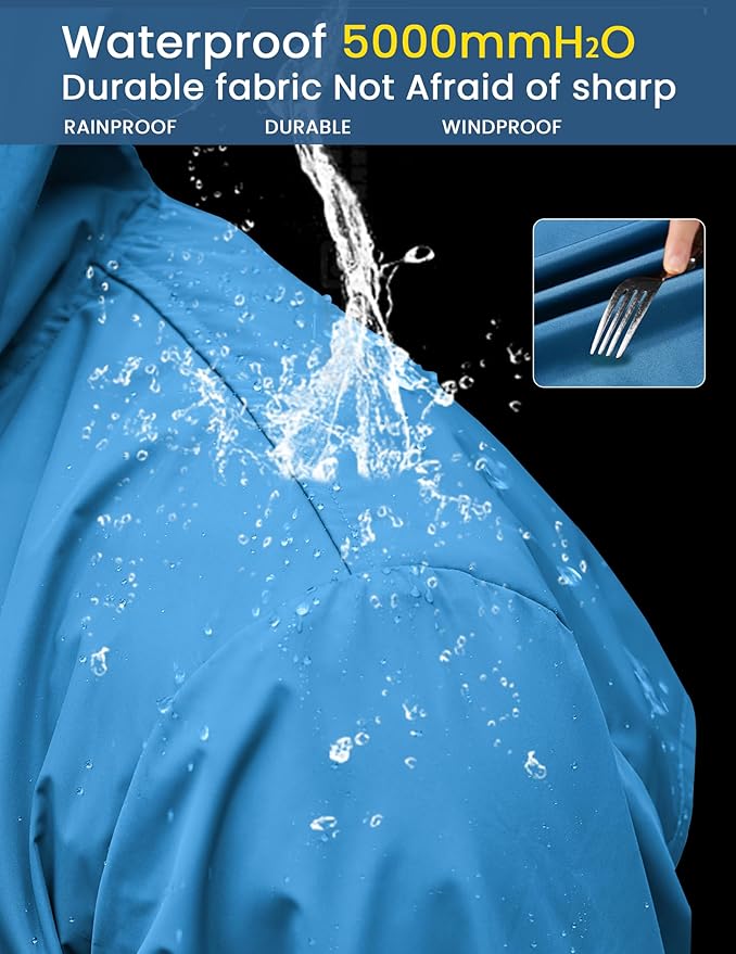 COOFANDY Men's Long Raincoat Ligtweight Rain Jacket Waterproof Outdoor Jackets - Image 6