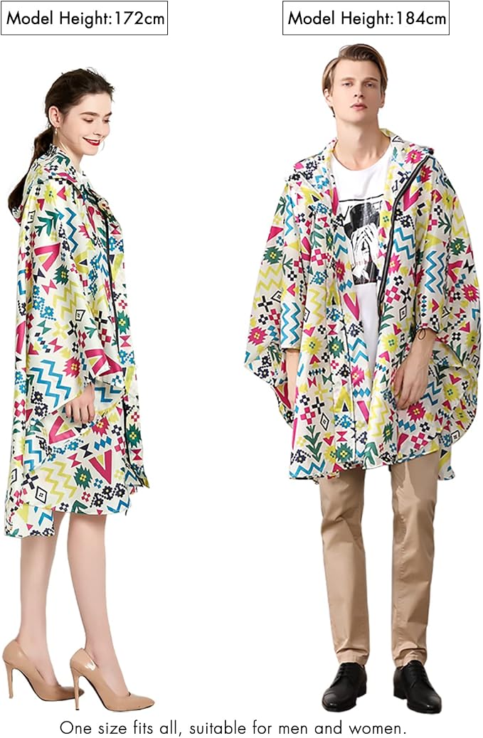ANYOO Waterproof Rain Poncho Lightweight Reusable Hiking Hooded Coat Jacket - Image 6