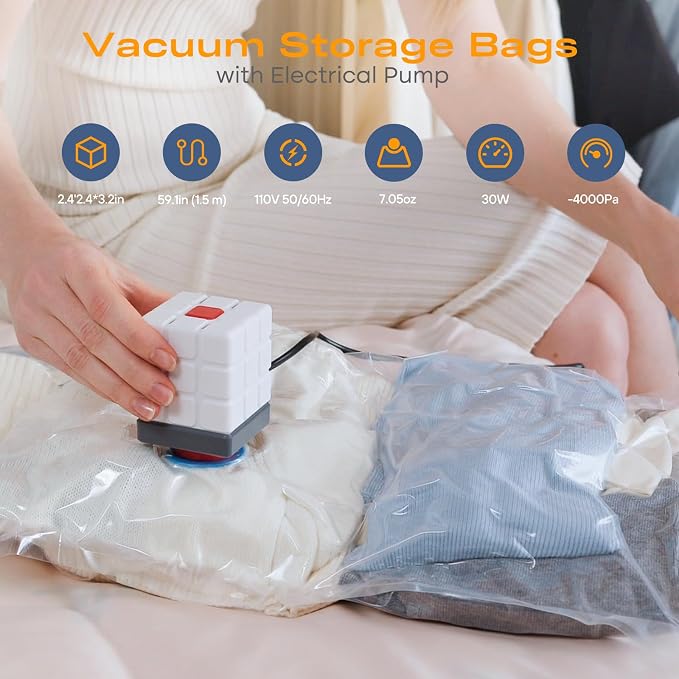 Vacuum Storage Bags for Clothing, 16 Pack Vacuum Seal Bags for Clothes - Image 2