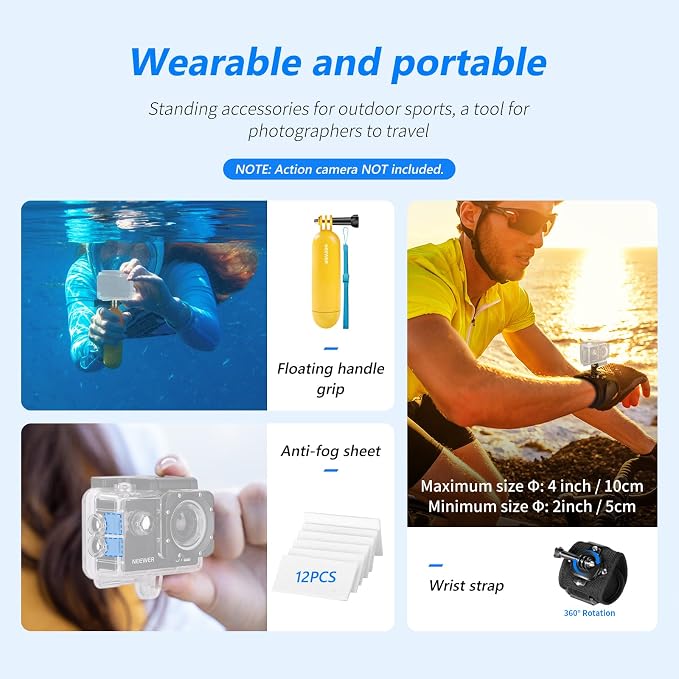 NEEWER 50 in 1 Action Camera Accessory Kit Compatible - Image 5