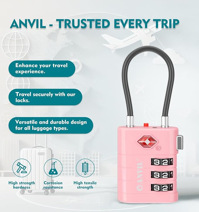 ANVIL TSA Approved Luggage Locks – High Security TSA008 Combination Travel Locks - Image 4