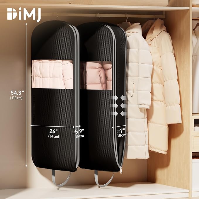 DIMJ 3 Pack 54" Garment Bags for Hanging Clothes - Image 2
