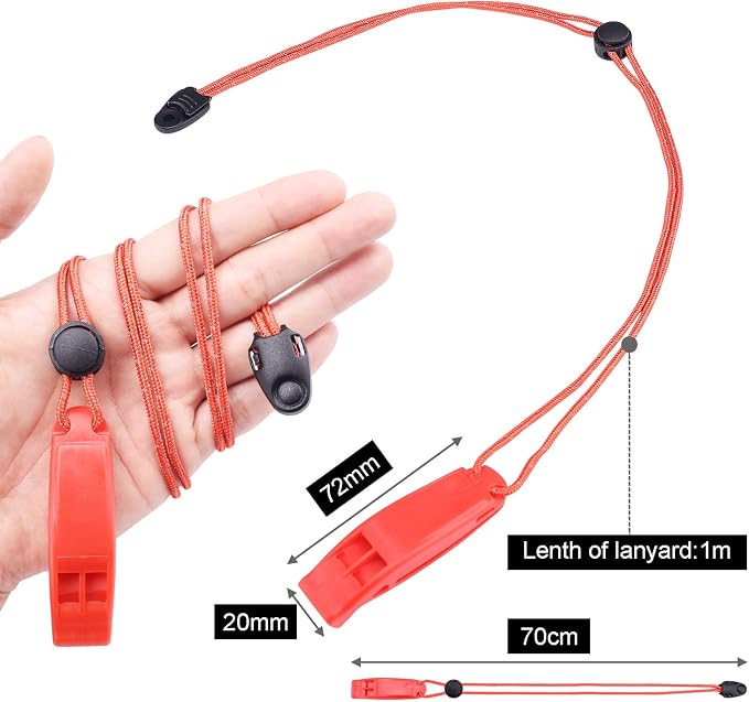 4Pack Emergency Whistles with Adjustable Reflective Lanyard, Shrill Loud Safety - Image 2