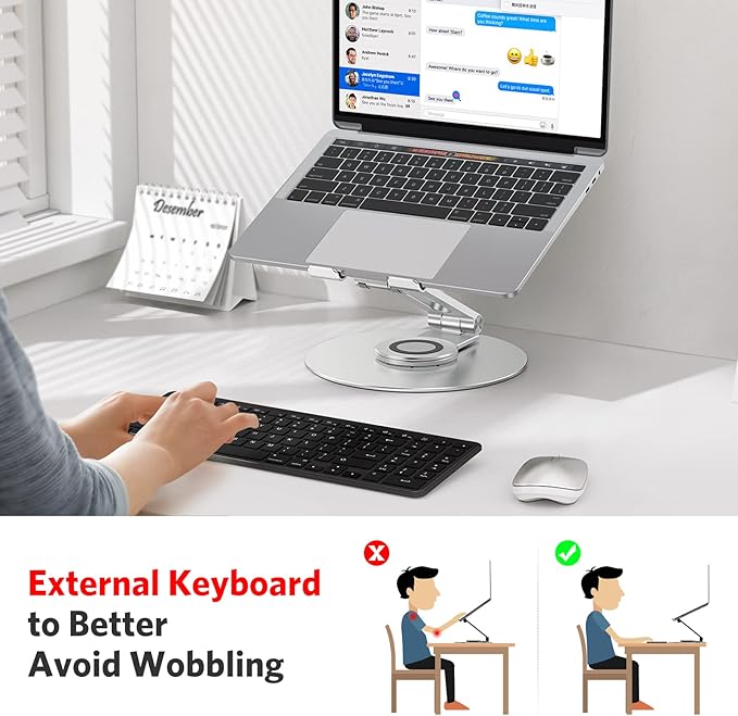 Adjustable Laptop Stand with 360 Rotating Base, OMOTON Ergonomic Laptop Riser - Image 2