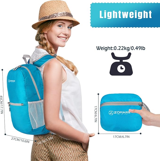 ZOMAKE Ultra Lightweight Hiking Backpack 20L, Packable Small Backpacks Water - Image 2