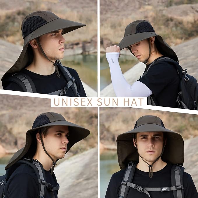 Sun Hat for Men Women with Neck Flap, UPF 50+ UV Protective Hiking Fishing Hats - Image 5