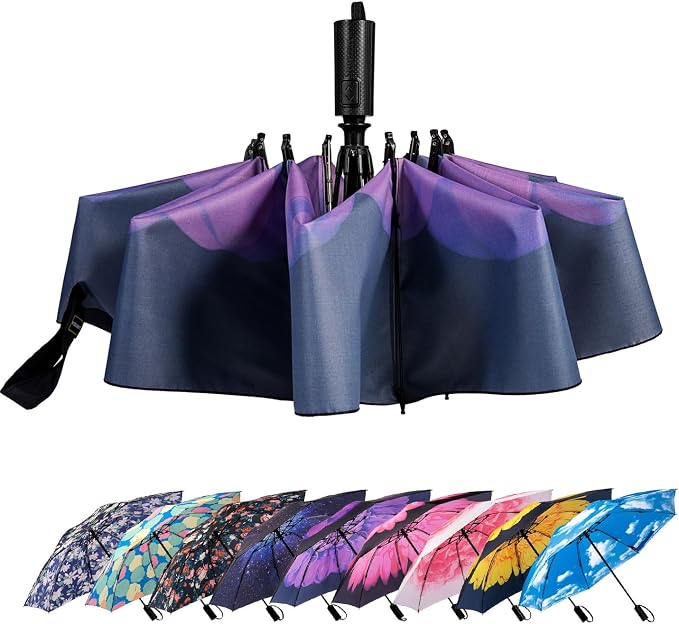 LANBRELLA Compact Reverse Folding Umbrella Auto Windproof Travel Umbrella by LANBRELLA