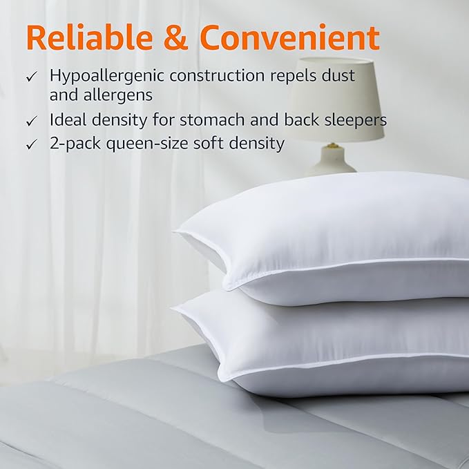 Amazon Basics Down Alternative Pillows, Soft Density - Image 5