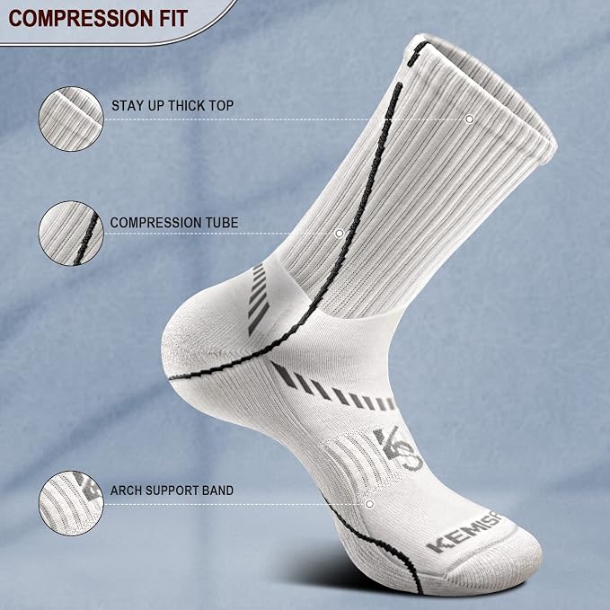 BULLIANT Compression Socks for Men 6Pairs, Athletic Crew Socks Cushioned For - Image 4