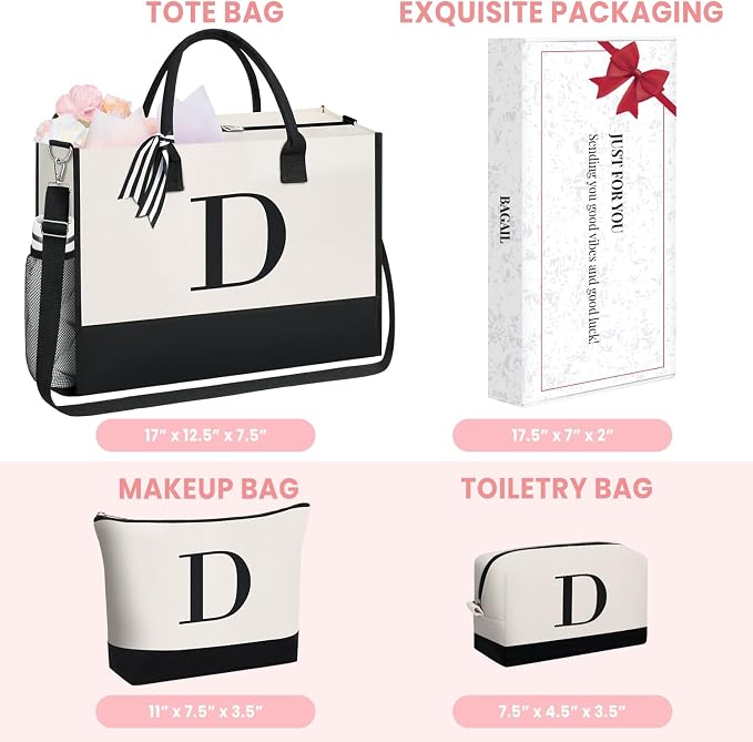 BAGAIL Initial Tote Bag, Personalized Birthday Gifts - Image 2