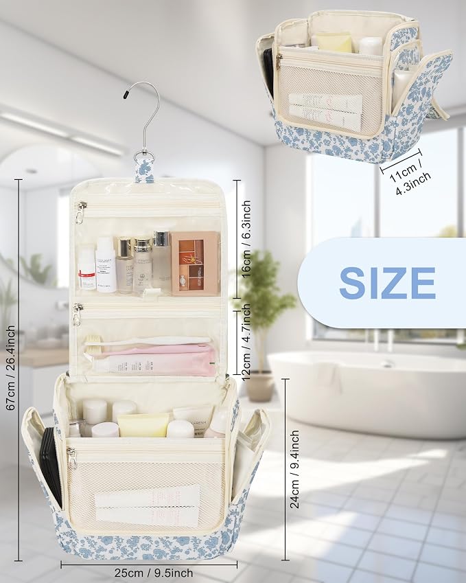 Relavel Hanging Toiletry Bag for Women Travel Makeup Bag Cosmetic Organizer - Image 6
