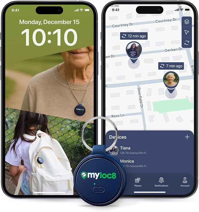 Highly Precise GPS Tracker for Keys, Luggage & Kids – Built-in SIM, SOS Button by MyLoc8