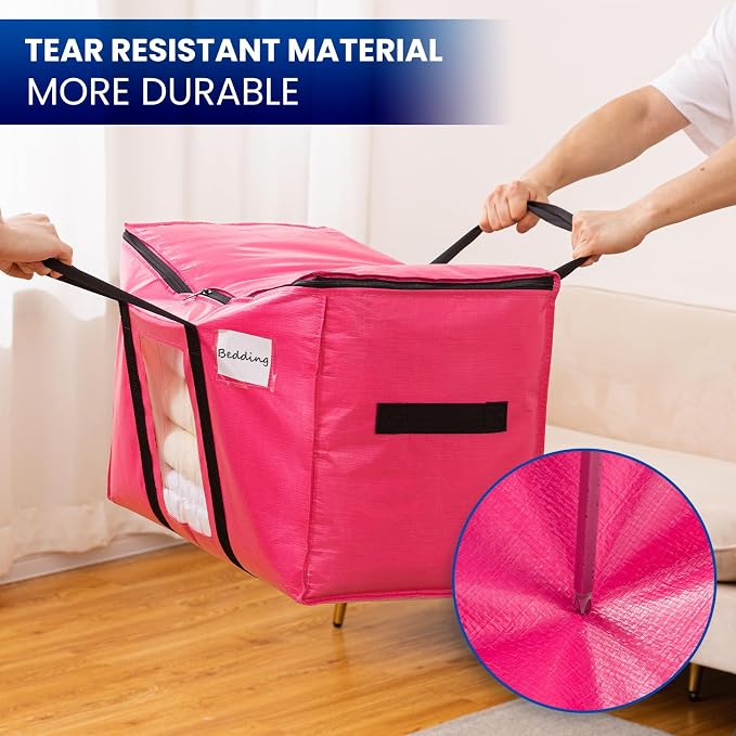 TAILI 4 Pack Pink Extra Large Moving Bags, Heavy Duty Totes - Image 7