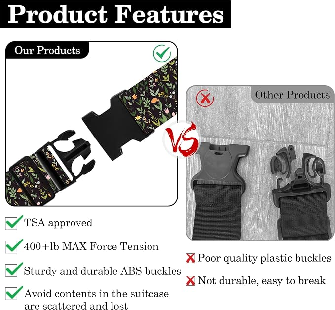 Wildflower Luggage Straps for Suitcases TSA Approved, Luggage Identifiers for - Image 4