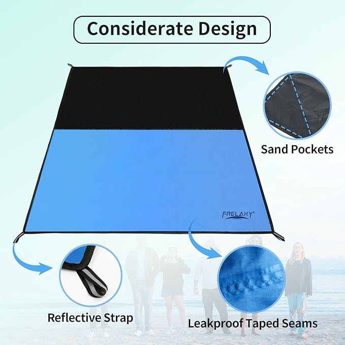 Frelaxy Pocket Picnic Blanket, Waterproof Sandproof Beach Mat, Compact Camping - Image 3