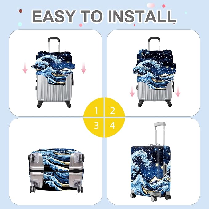 ANNA QUEEN Starry Ocean Wave Luggage Cover, Suitcase Protector - Image 6