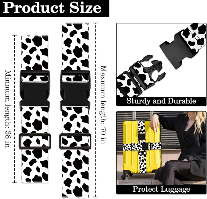 Cow Print Luggage Straps for Suitcases TSA Approved, Luggage Identifiers for - Image 2