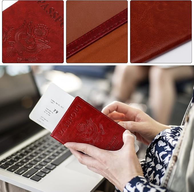 TIGARI Passport Holder for Travel Women Men, PU Leather Passport Wallet Cover - Image 4
