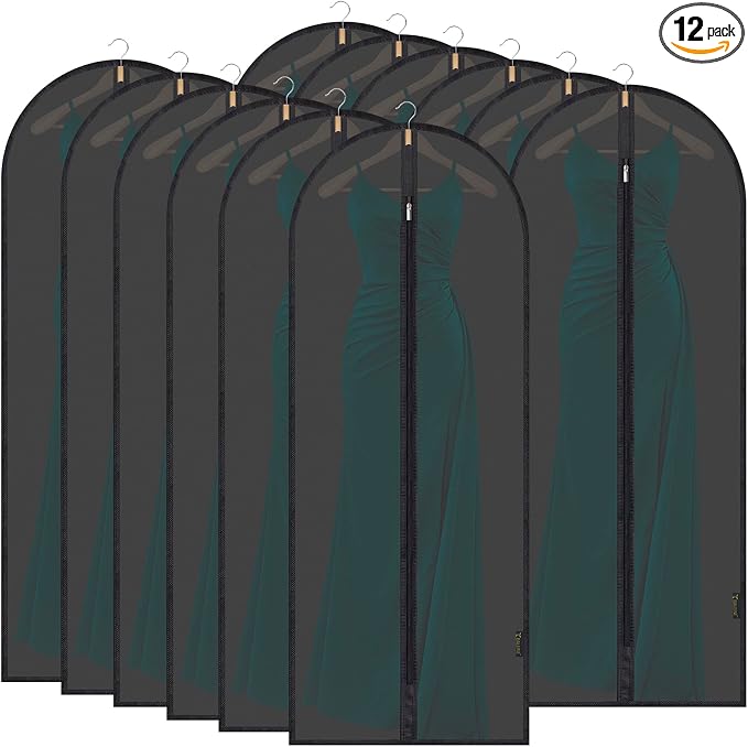 BALEINE 60'' Translucent Garment Bags, 12 Packs PEVA Dress Bag by BALEINE