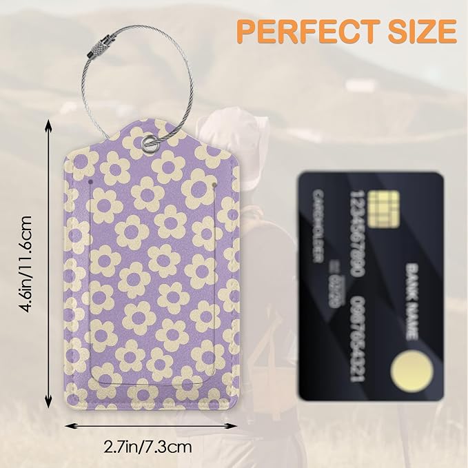 Retro Cream Daisies PU Leather Luggage Tags - Image 2