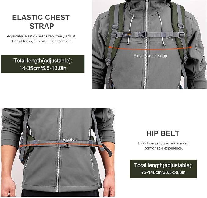 MOUNTAINTOP 40L Hiking Backpack Lightweight Travel Backpack - Image 3