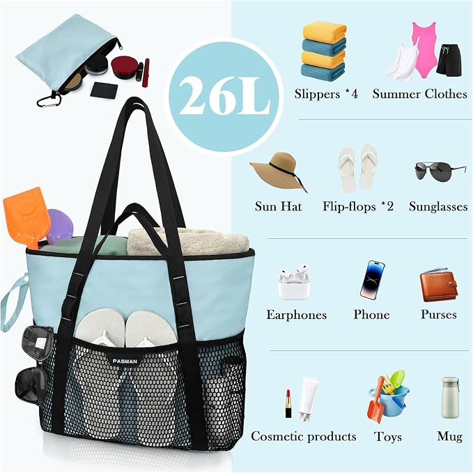 Beach Bag with Zipper - Image 2