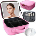Makeup Bag with Led Mirror, Travel Makeup Organizer with 3 Color Setting & 10X by SUILU